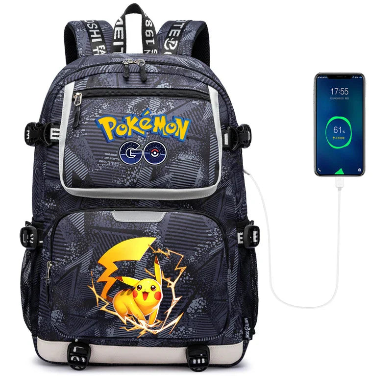Pokemon Squirtle Cartoon School Bag USB Charging Large