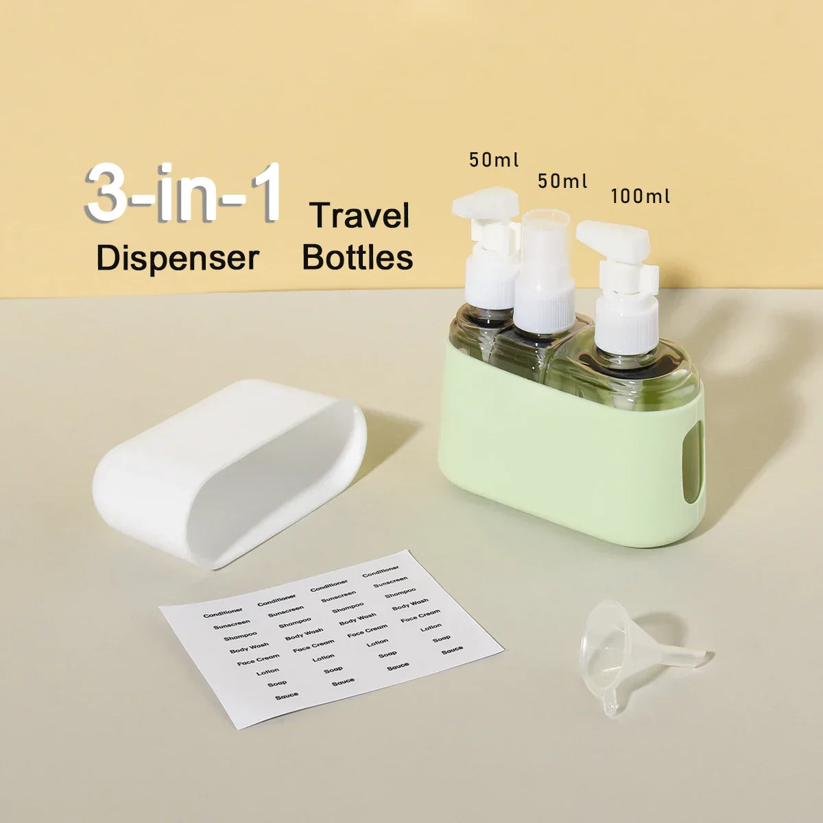 3 In 1 50ml and 100ml Travel Bottles