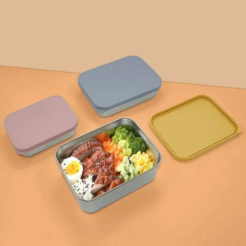Bpa Free Lunch Box Stainless Steel White Silicone
