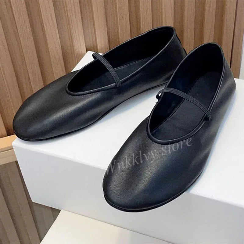 2023 New Genuine Leather Ballerina Flat Loafers Women