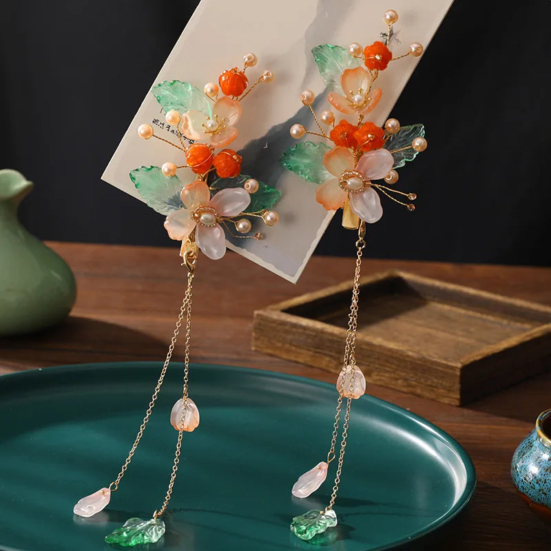 Chinese Hair Clips Girls Hanfu Hair Accessories Green