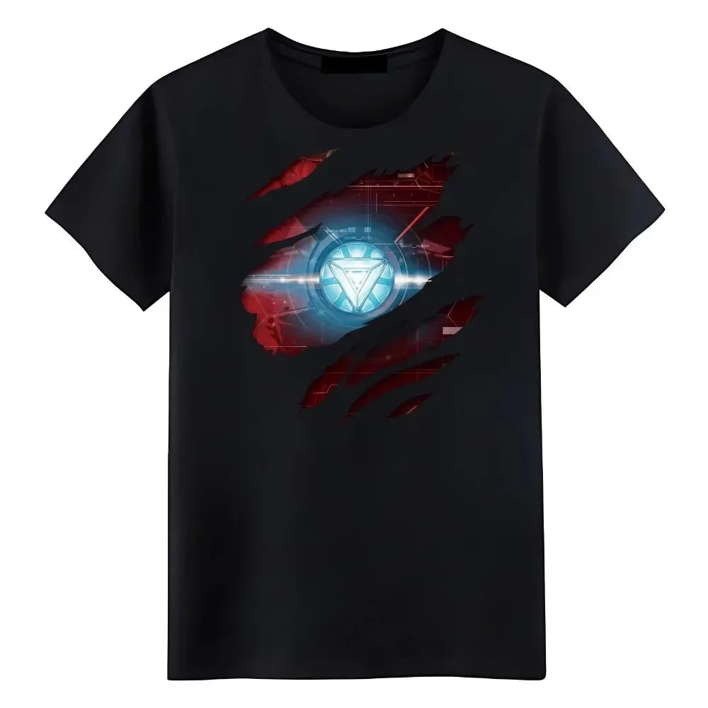 Summer Men's T-shirt Tony Stark Arc Reactor Printed