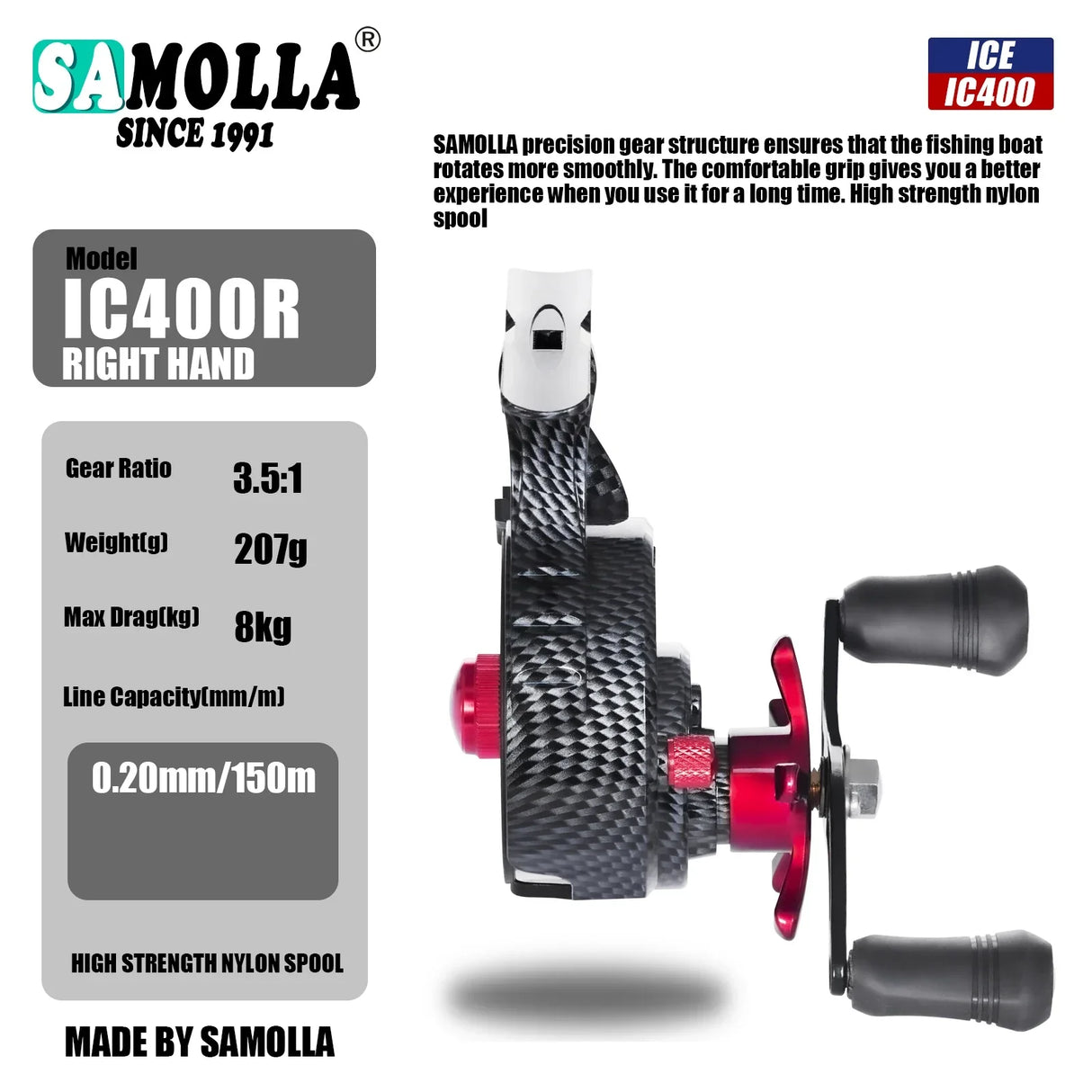 SAMOLLA New Ice Fishing Reels Winter Coil High-foot
