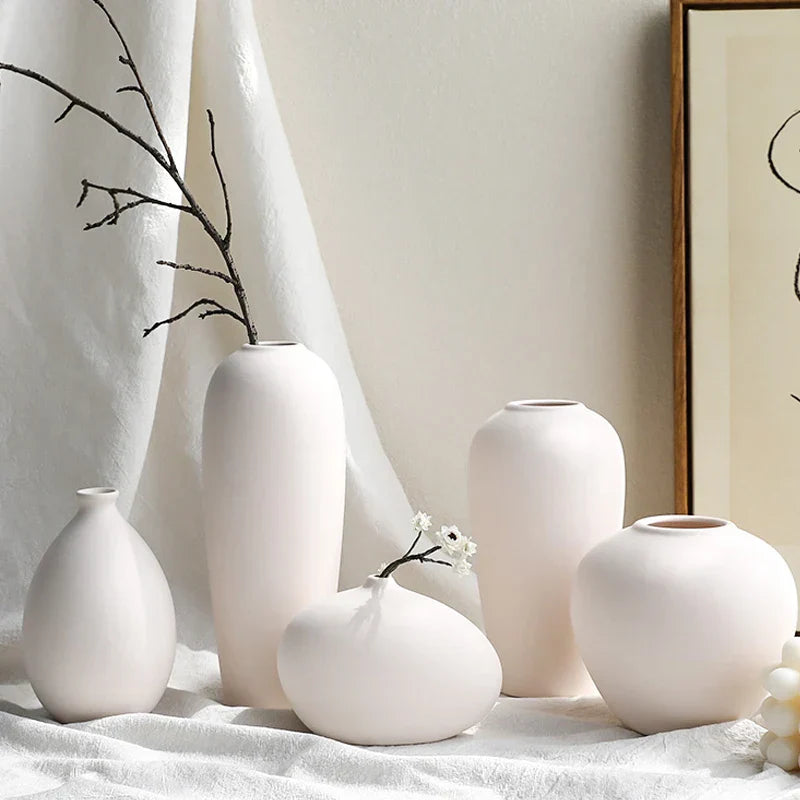 Nordic White Tabletop Vases Ceramic Flower Vase Living