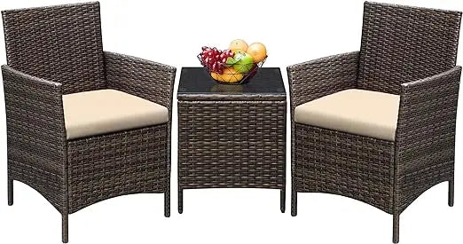 Greesum 3 Pieces Patio Furniture PE Rattan Wicker