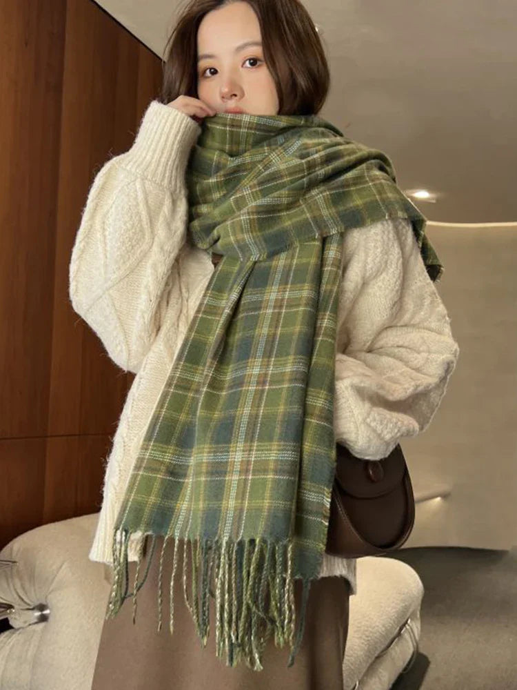 New 2023 Imitation Cashmere Women Scarf Winter Preppy