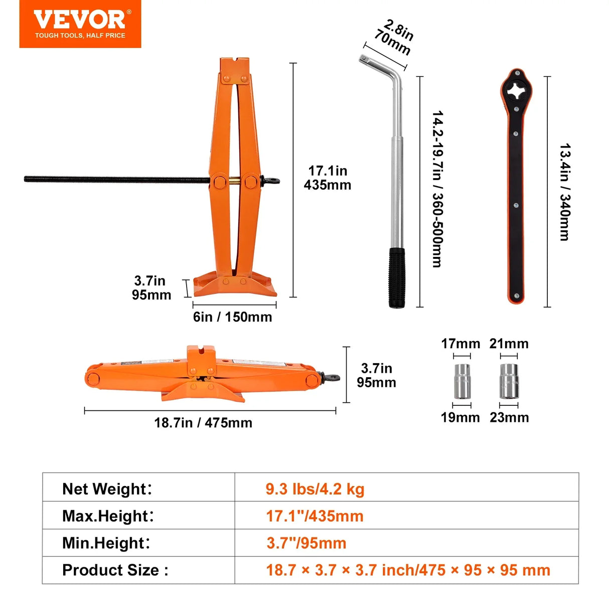 VEVOR Scissor Jack 2.5 Ton5512 lbs Scissor Car