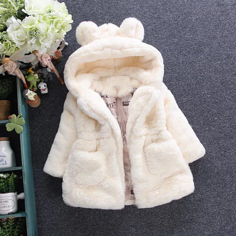 Winter Baby Girls Clothes Faux Fur Coat Fleece