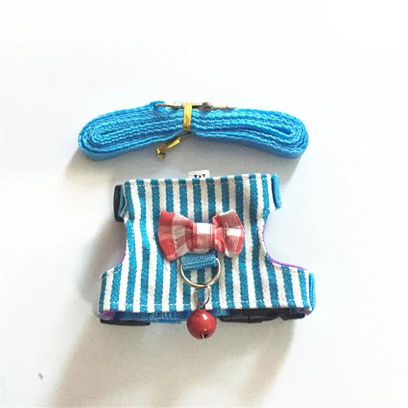 Adjustable Small Pet Stripe Harness Leash Vest Chest