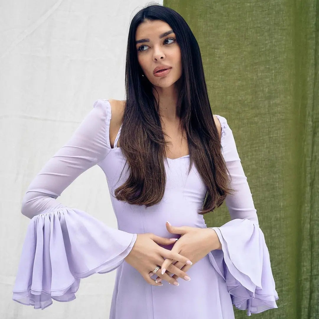 Lilac Halter Chiffon Prom Dresses 2023 Arabia Fashion