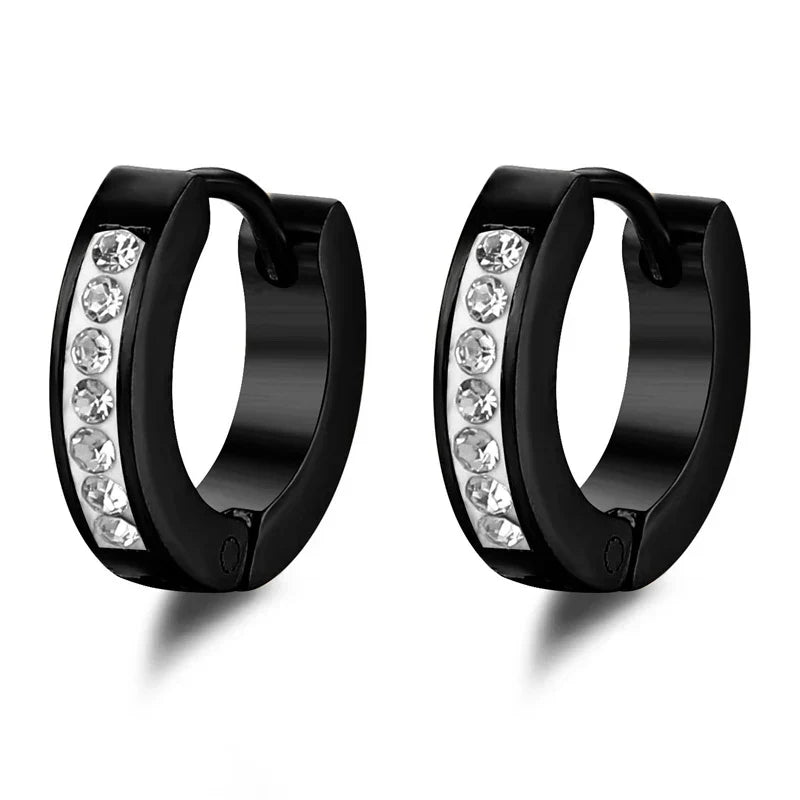 New Trendy Round Hoop Earrings Simple Zircon Stainless