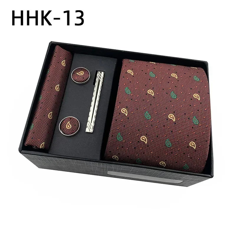 100Silk Feel Set Classic Ties for Men Kerchief