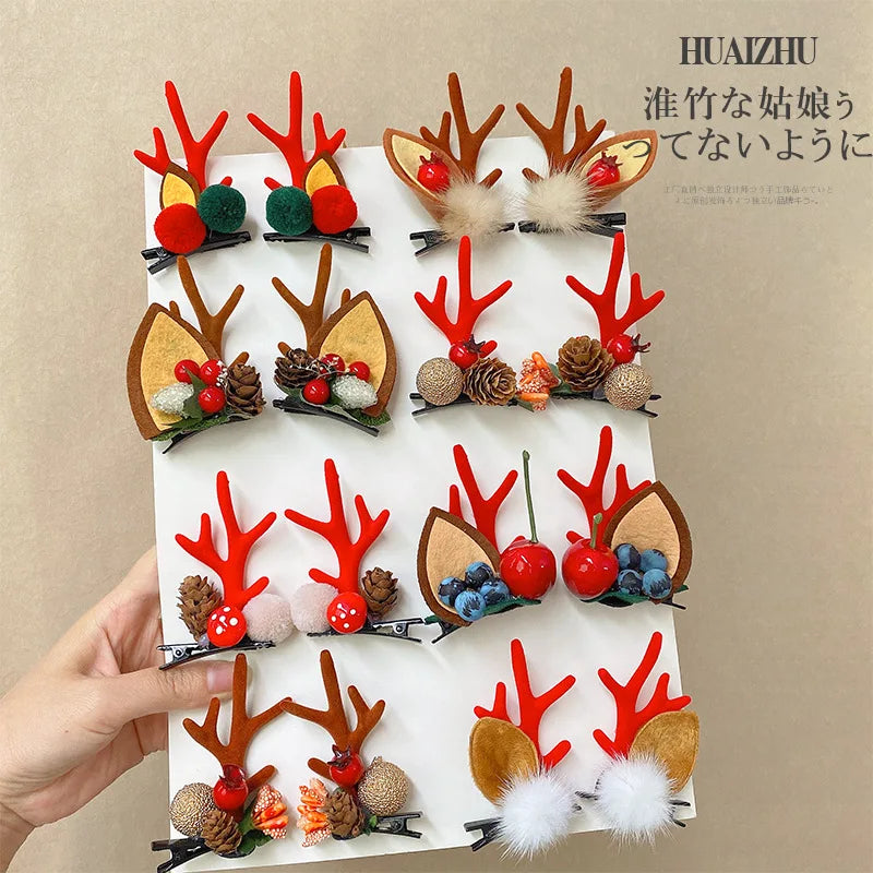 2pcs Pack Cute Reindeer Ears Hair Clip Classic