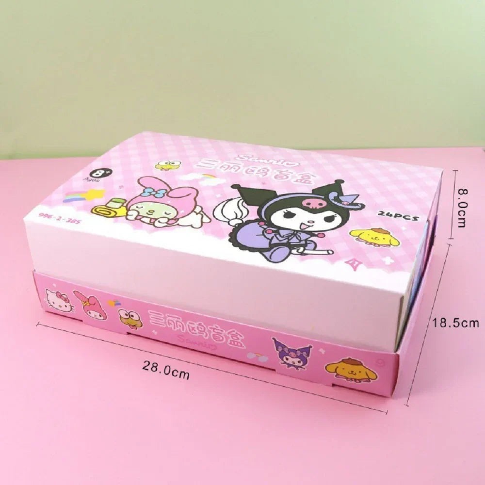 24Pcs Sanrio Keychain Kawaii Kitty Cinnamoroll Kuromi Anime