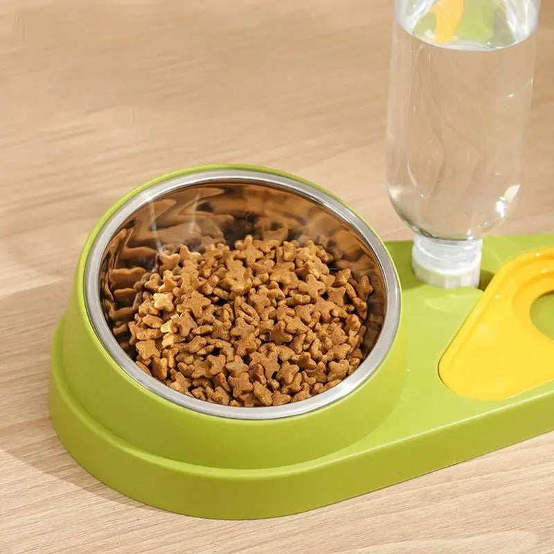 Tilted Cat Food Bowl Set Automatic Pet Water
