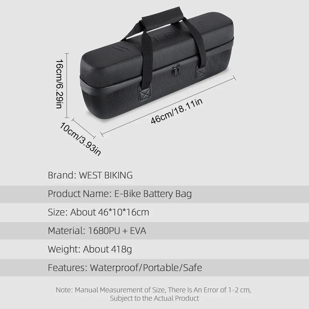 WEST BIKING E-Bike Battery Storage Bag Portable Electric