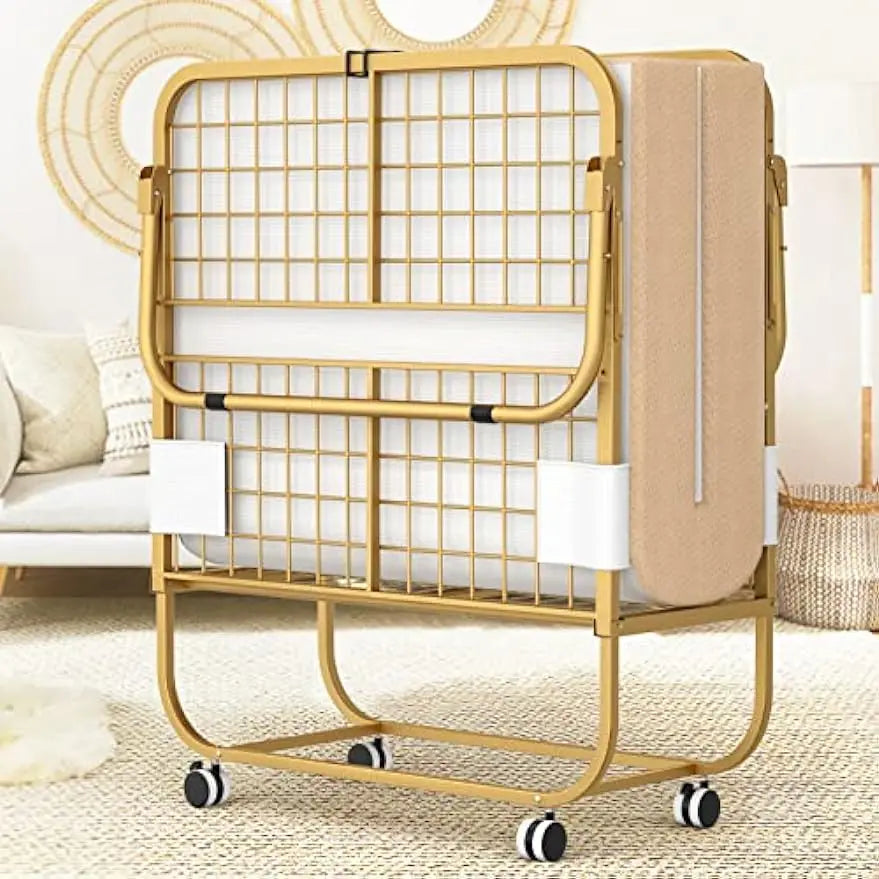 Folding Bed with Mattress, Portable Foldable Bed with