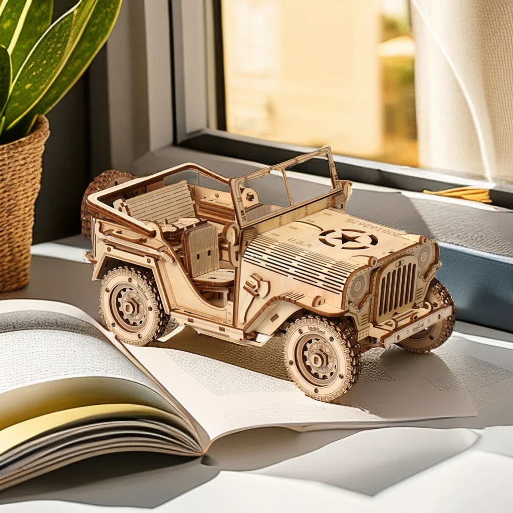 Tada 3D Wooden Puzzle Toys Movable Jeep Assembly