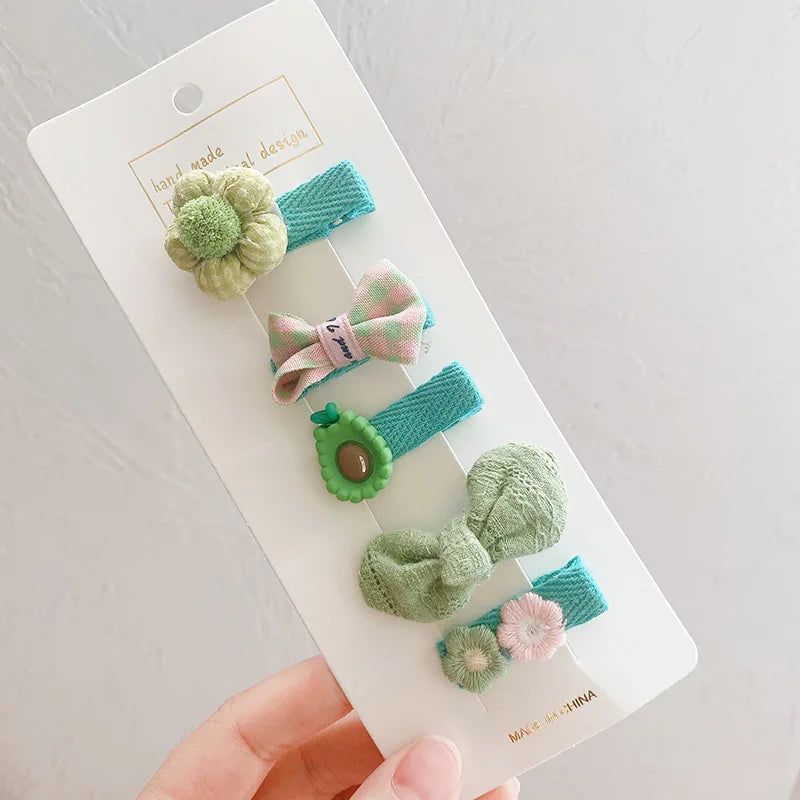 5pcs Set Cute Baby Girls Hairpins Bow Flower