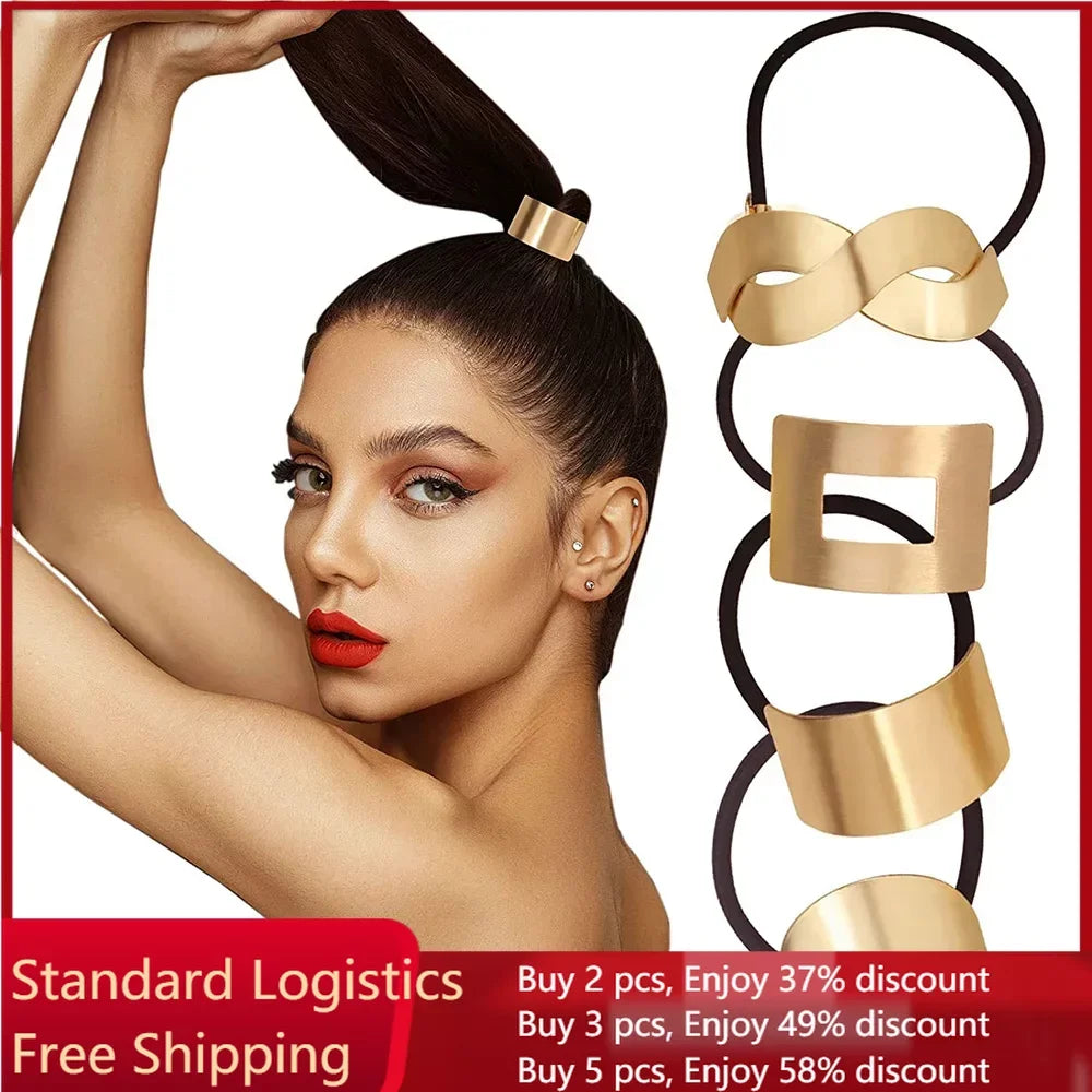 Fashion Metal Circle Ponytail Holder Hair Ropes Gothic
