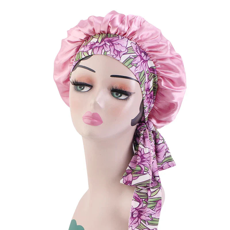 New Women Satin bonnet With Elastic Tie Band
