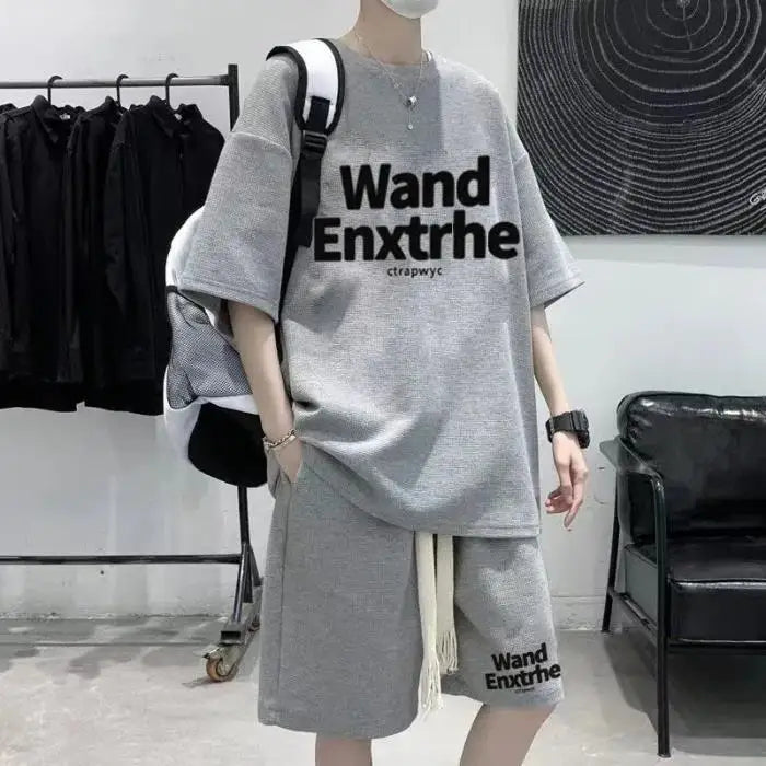 Waffle Suit Short Sleeve Shorts Men's Summer Spring