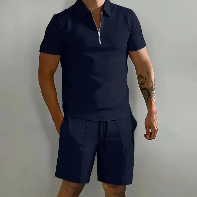 Summer New Solid Color Men's Sets High Street