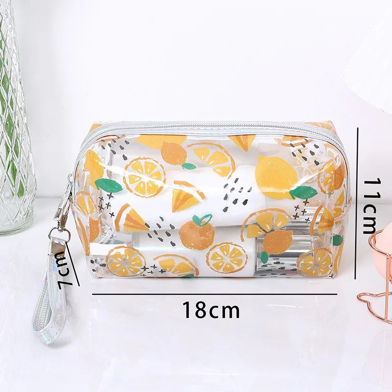 Strawberry Butterfly Fruit Print Clear Makeup Bag Fashion