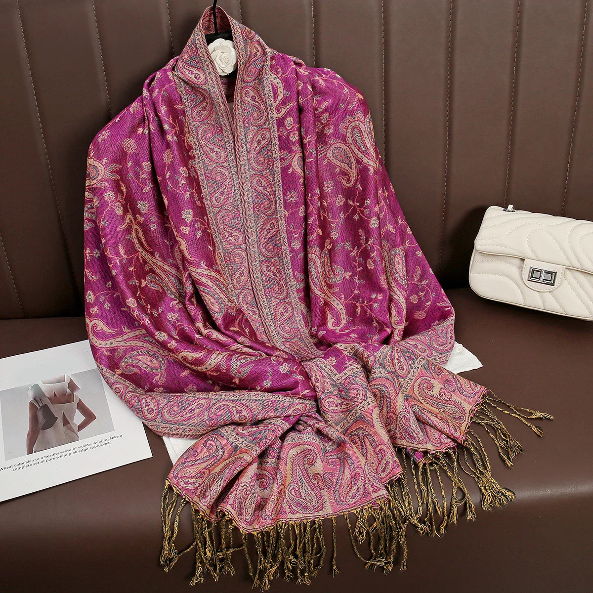 Luxury Pashmina Silk Scarf Shawl Wrap Paisley Jacquard