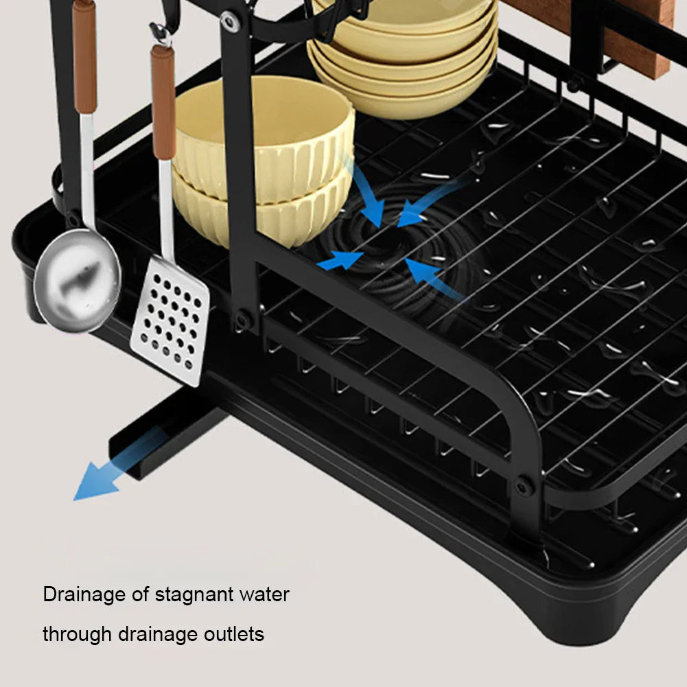 2 Tier Dish Bowl Drainer Storage Rack Kitchen