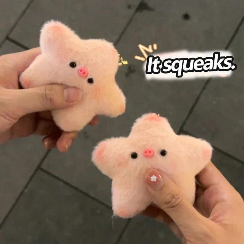 Cute Stars Plush Toy Doll Keychain Funny Squeak