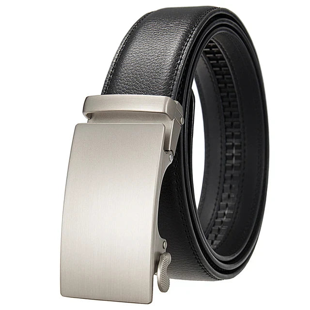 Plyesxale Brown Leather Belt Men 2024 Automatic Buckle
