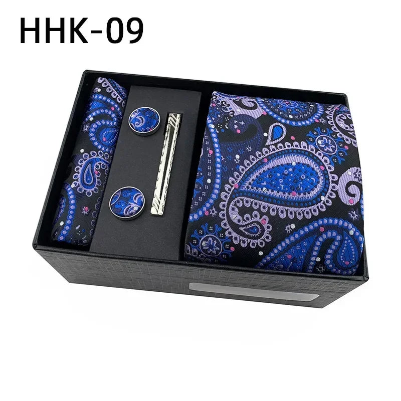 100Silk Feel Set Classic Ties for Men Kerchief