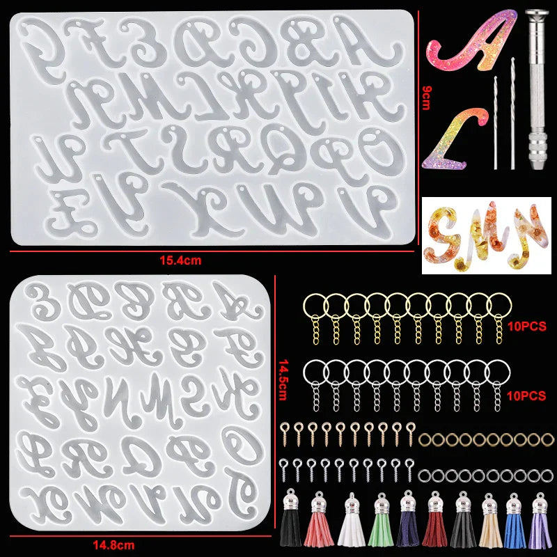 Alphabet Resin Molds Kit Backward Letter Number Silicone
