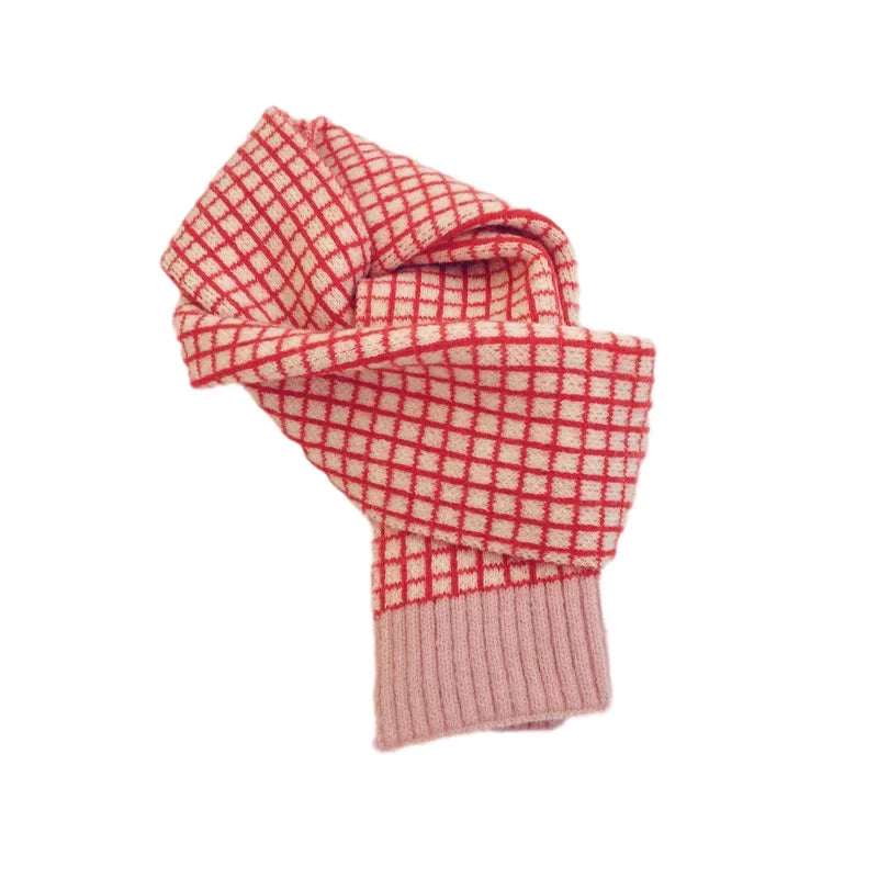 Autumn Winter Children Scarfs Knitted Plaid Kids Scarf