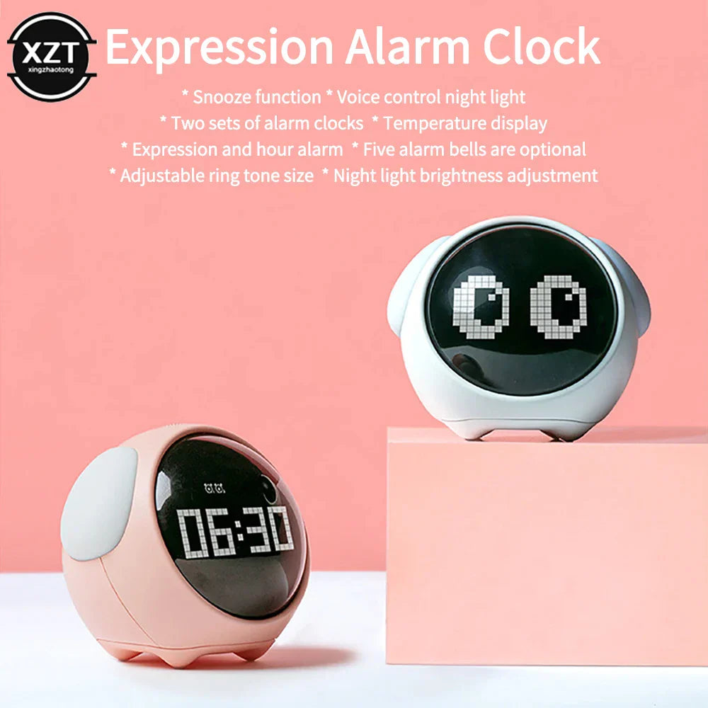 2022 New Cute Expression Alarm Clock Child Multifunctional