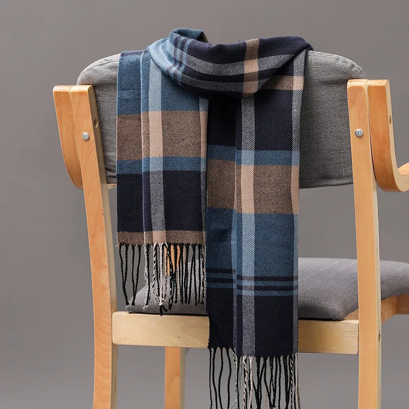 Luxury Brand Plaid Winter Men Scarf Warm Cashmere