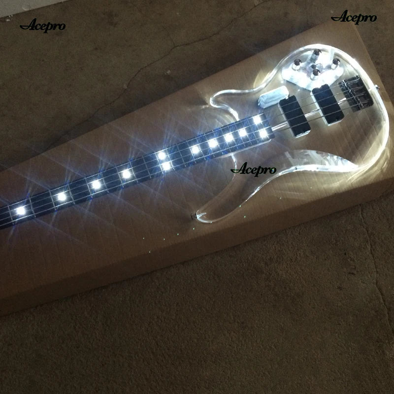 4 String Blue LED Lights Electric Bass Guitar,