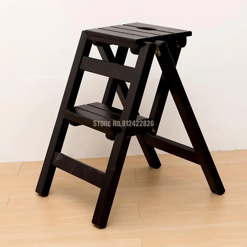 Solid Wood Household Multifunctional Folding Ladder Chair Indoor