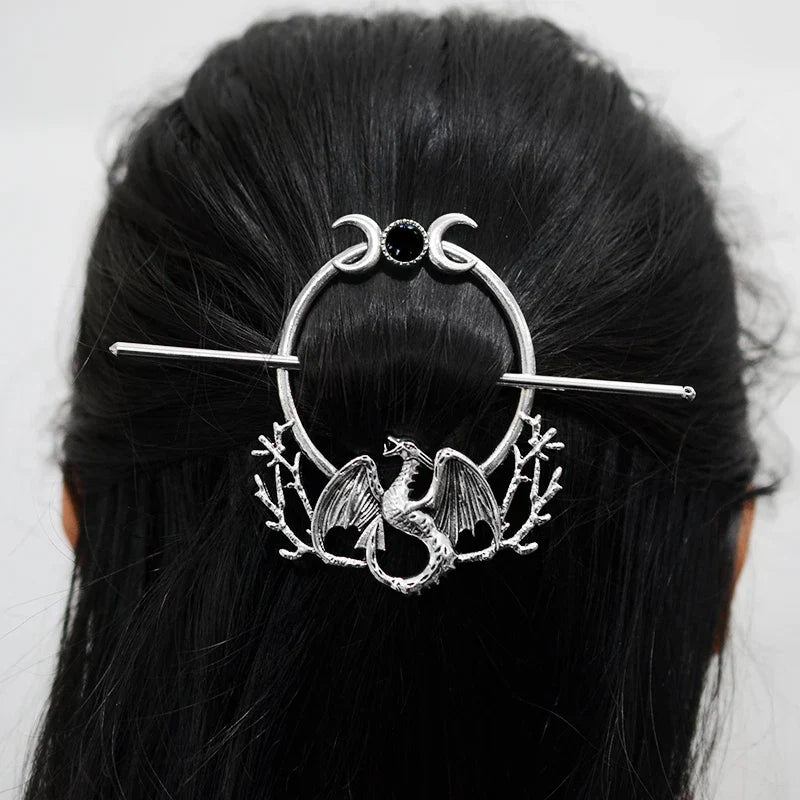 Witch Woodland Goddess Crescent Moon Dragonfly Hairstick Fairy