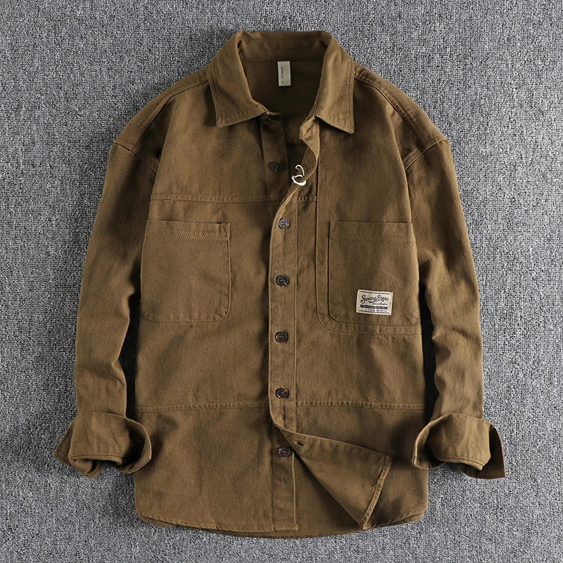 Heavyweight Autumn Men's Long Sleeve Shirt Daily Versatile