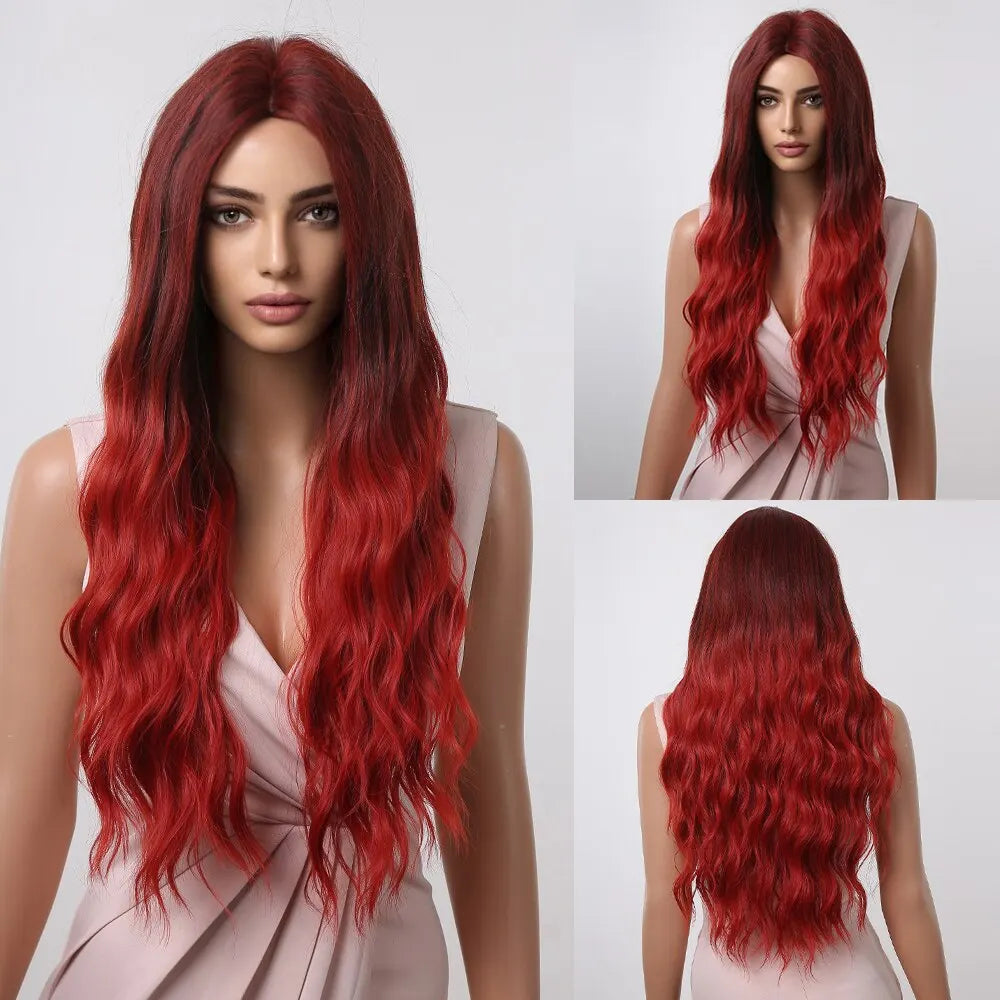 HAIRCUBE Long Brown Curly Wavy Wig for Women