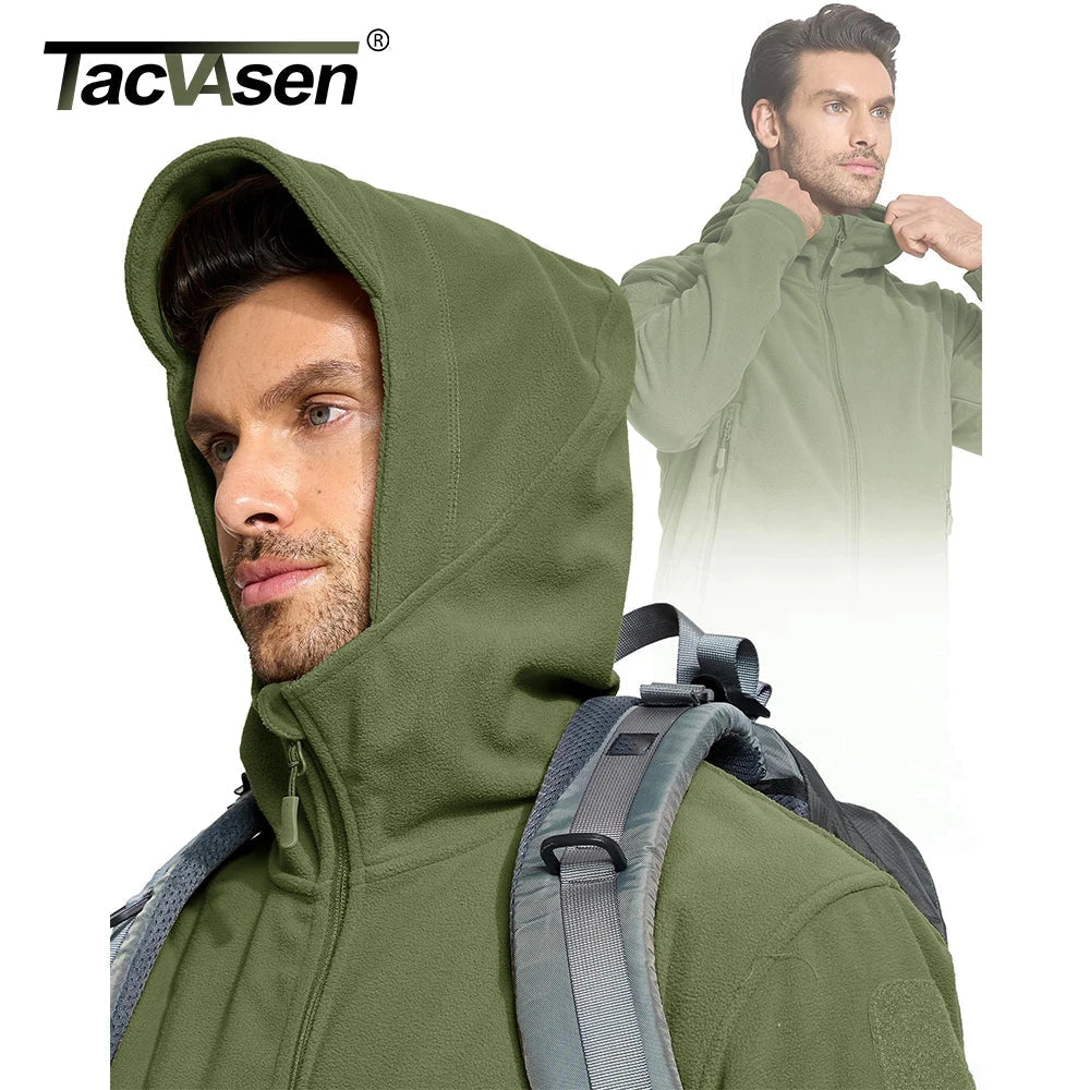 TACVASEN Winter Hooded Fleece Jackets Mens Zipper Pockets