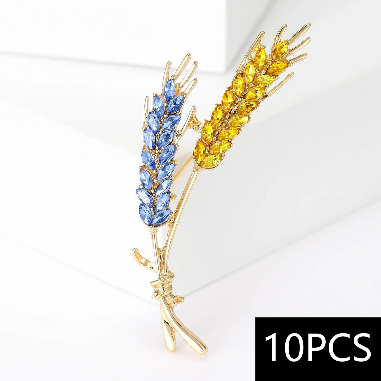Beaut&Berry 10pcs Women Rhinestone Ear of Wheat Brooches