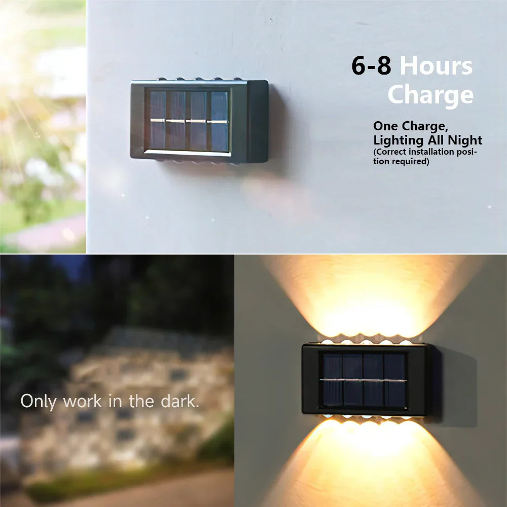 16PCS Solar Wall Light Warm Light Up and