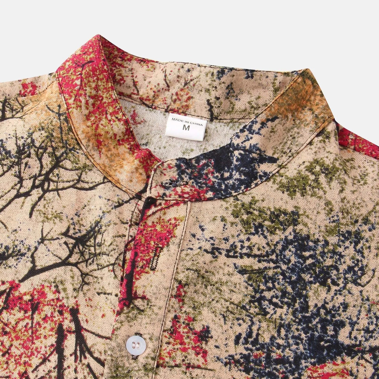 Mens Vintage Cotton Linen Floral Hawaiian Shirt Casual