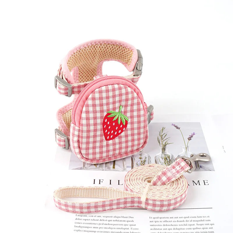 Sweet Embroidery Pattern Dog Leash Bag Functional Pet
