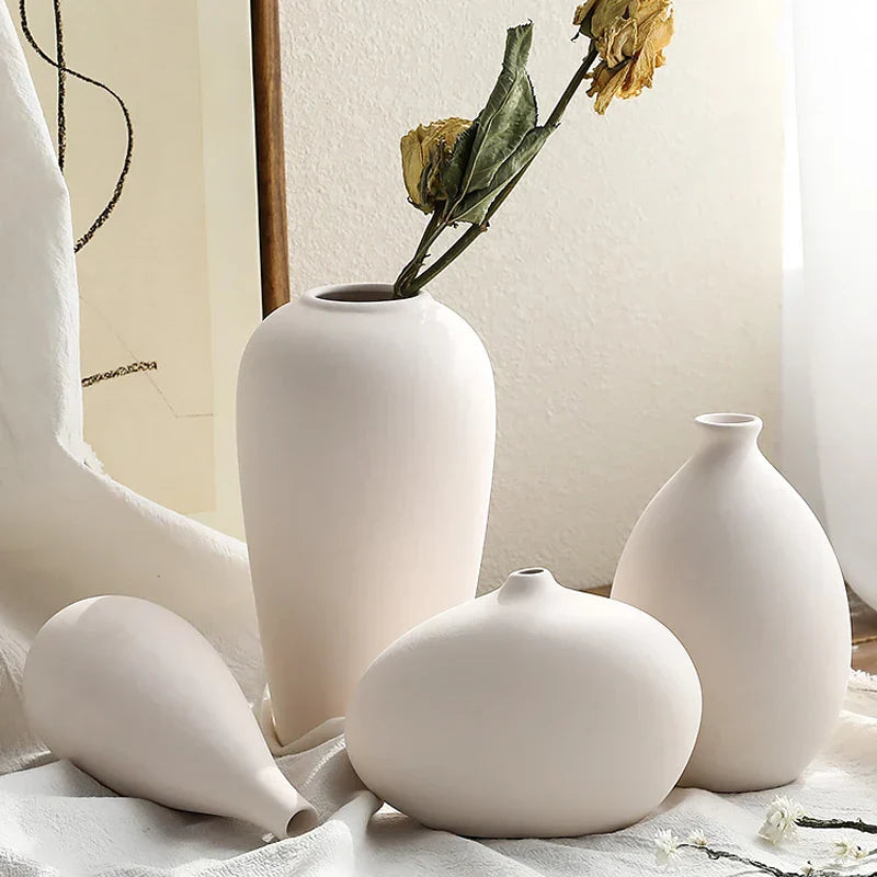 Nordic White Tabletop Vases Ceramic Flower Vase Living
