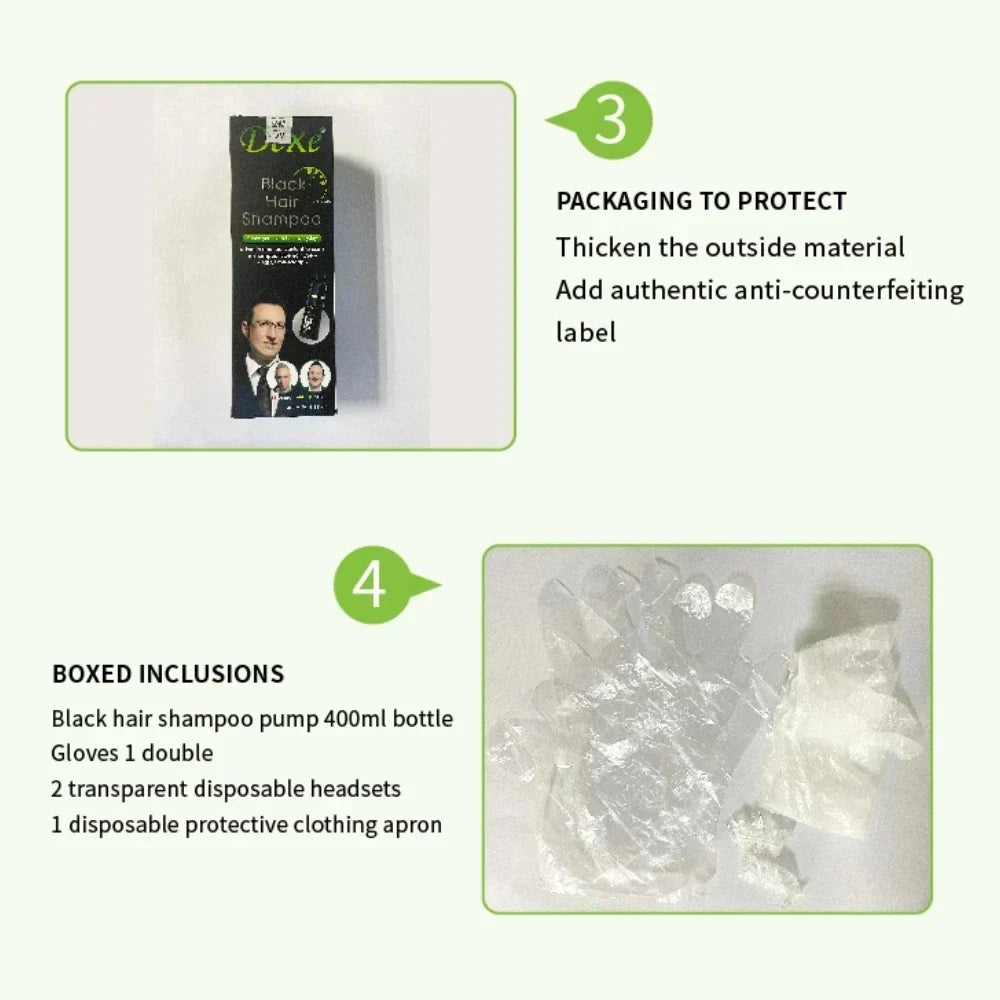 200/400ml Black Dyed Shampoo Black Hair Dye Herbal