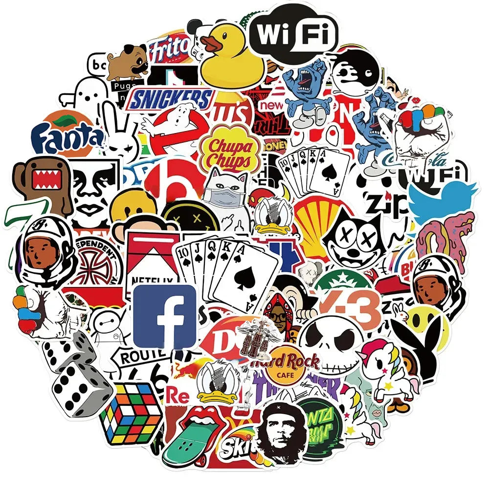 102550100Pcs Disney Cool Fashion Brand Logo Stickers DIY